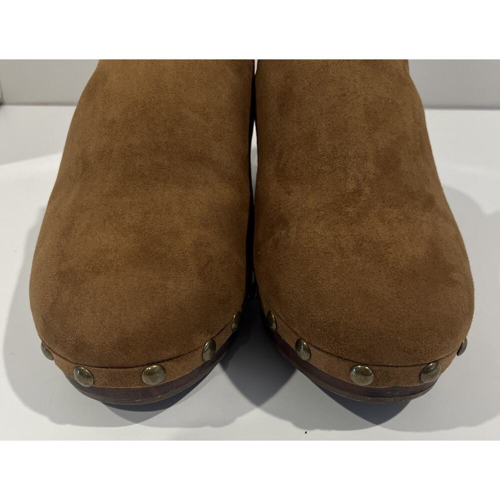 Clog Shoes Style & Co Trystan Women's 9M Brown Suede Studded Bock Heel Worn 1x - Picture 3 of 12